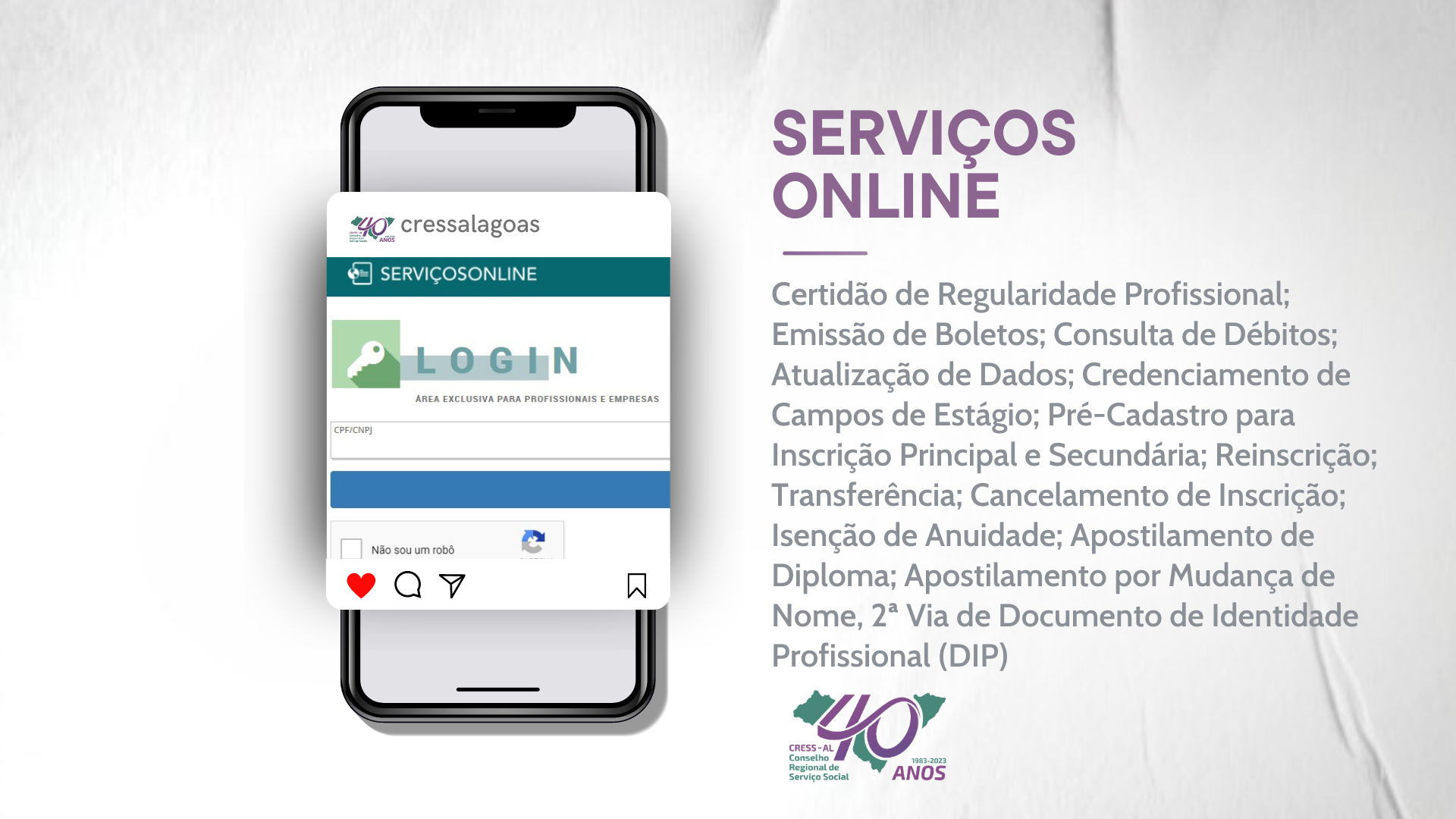 Plataforma dos Serviços Online: disponível para legalização do exercício profissional