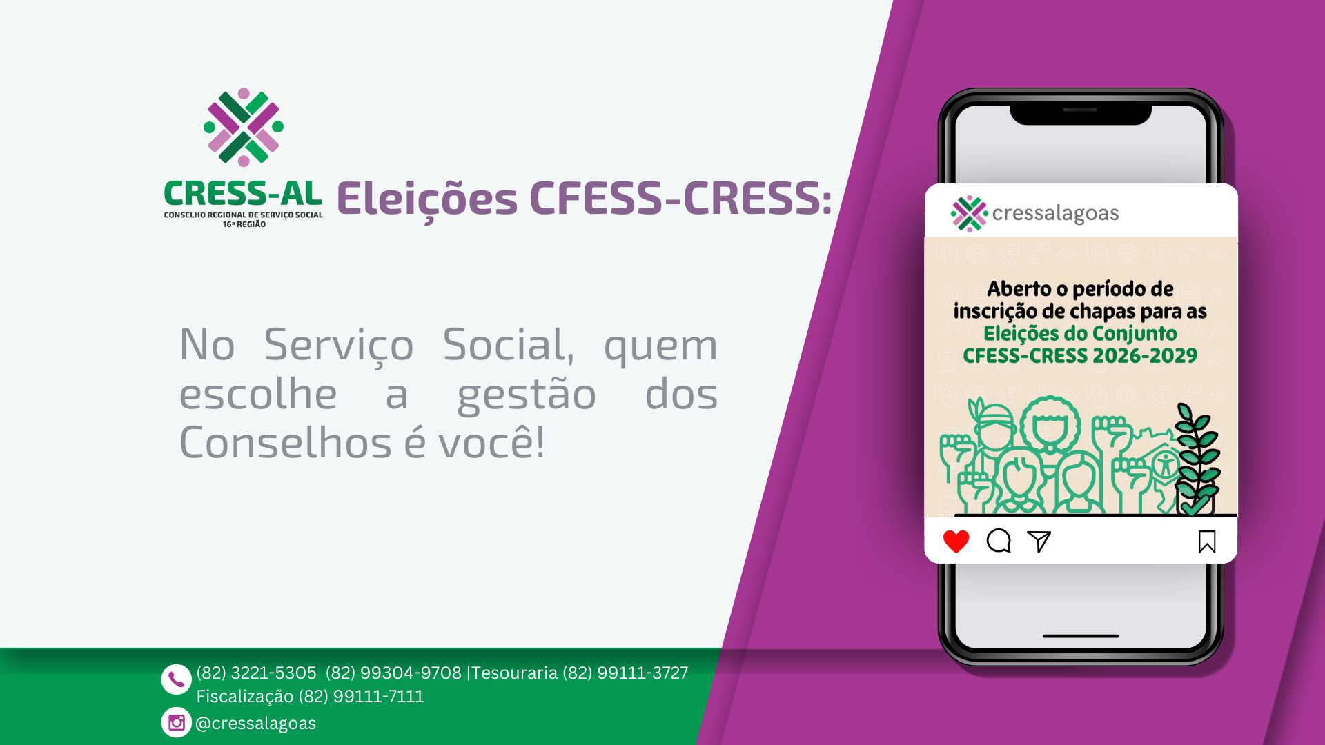 Eleições 2026-2029: no serviço social quem escolhe a gestão dos conselhos é você!