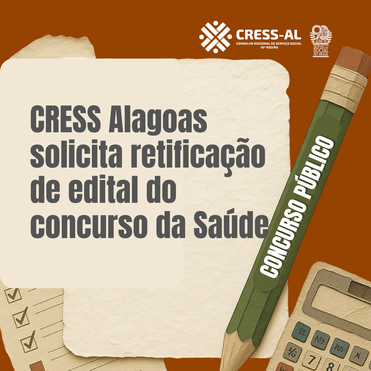 CRESS Alagoas solicita retificação de edital do concurso da Saúde
