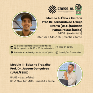 As aulas ocorrerão aos sexta-feira 14 de agosto e 04, 18 e 25 de setembro (4)