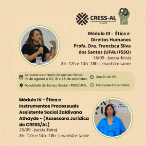 As aulas ocorrerão aos sexta-feira 14 de agosto e 04, 18 e 25 de setembro (5)